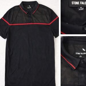 Black Polo with Red Accents